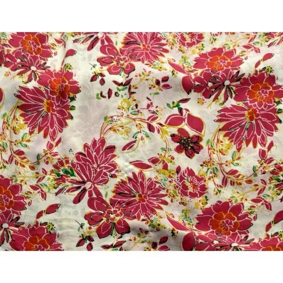 Rose + Olive Pink Yellow Lightweight Floral Sleeveless Tank Blouse, SZ XL - Picture 2 of 7